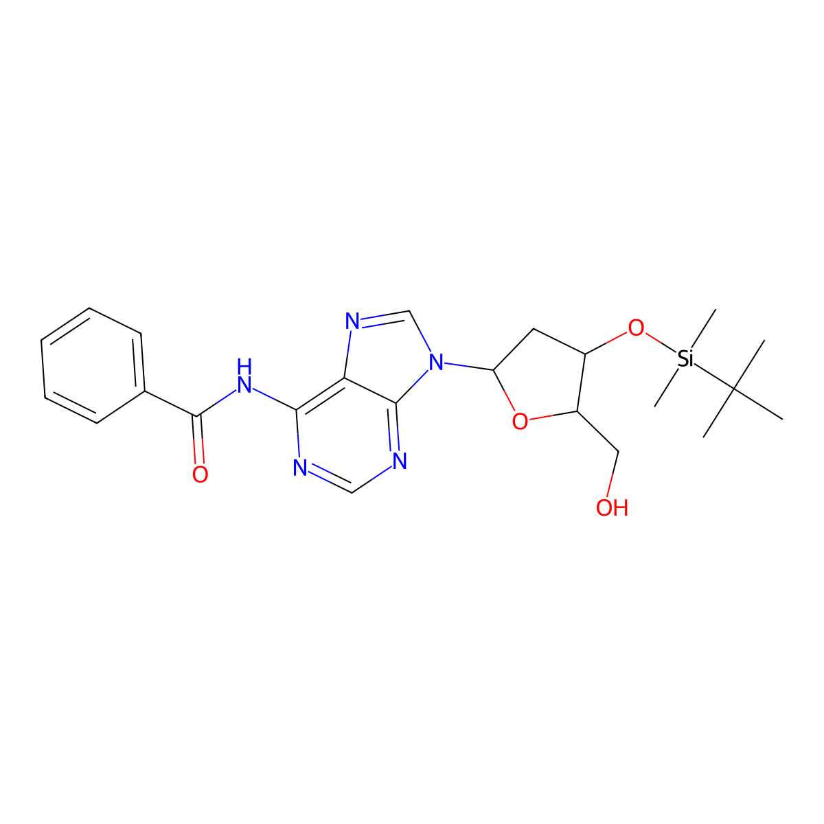 N-Benzoyl-2'-deoxy-3'-O-[(1,1-dimethylethyl)dimethylsilyl]adenosine molecular structure, CAS 51549-40-7