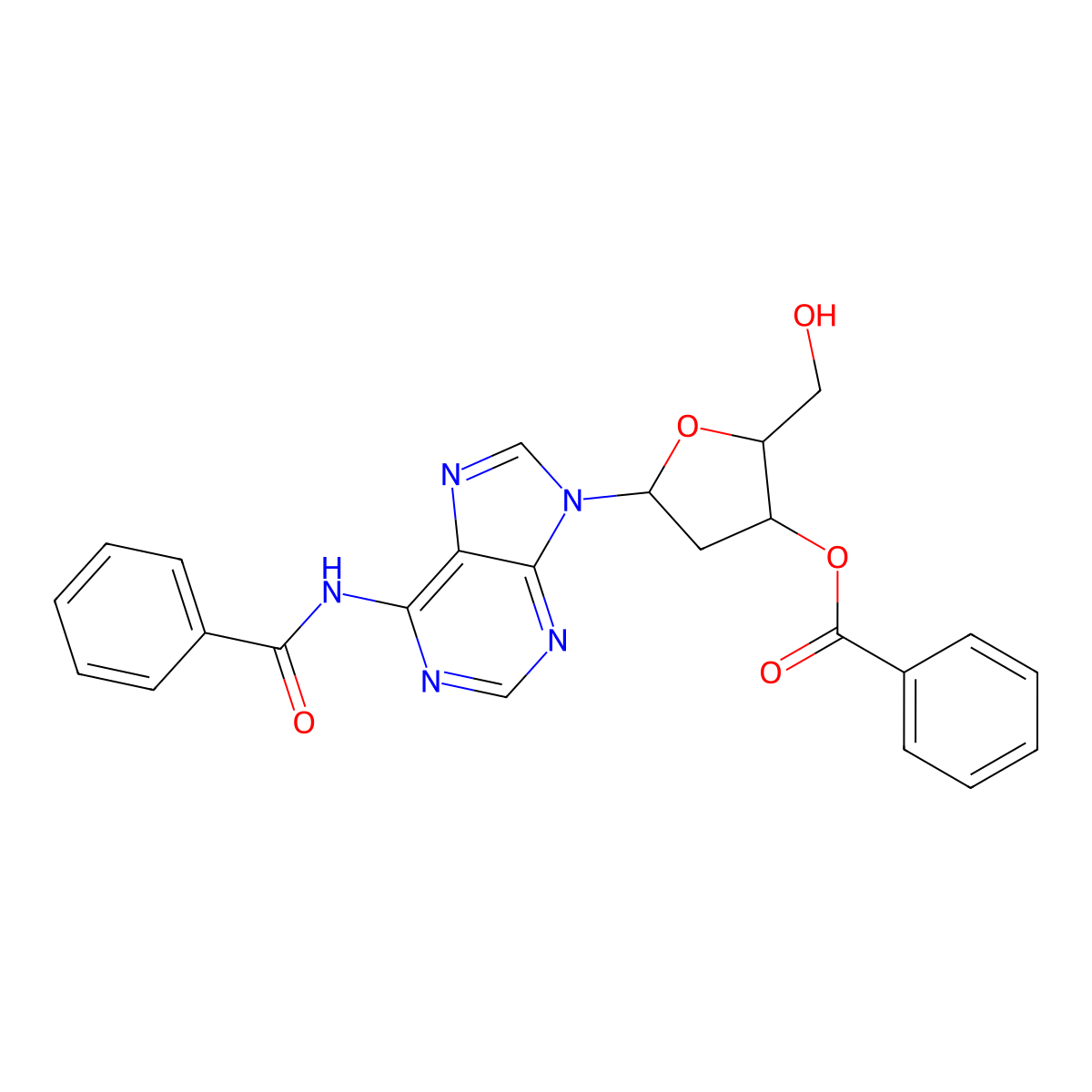 N-Benzoyl-2'-deoxyadenosine 3'-benzoate molecular structure, CAS 51549-54-3