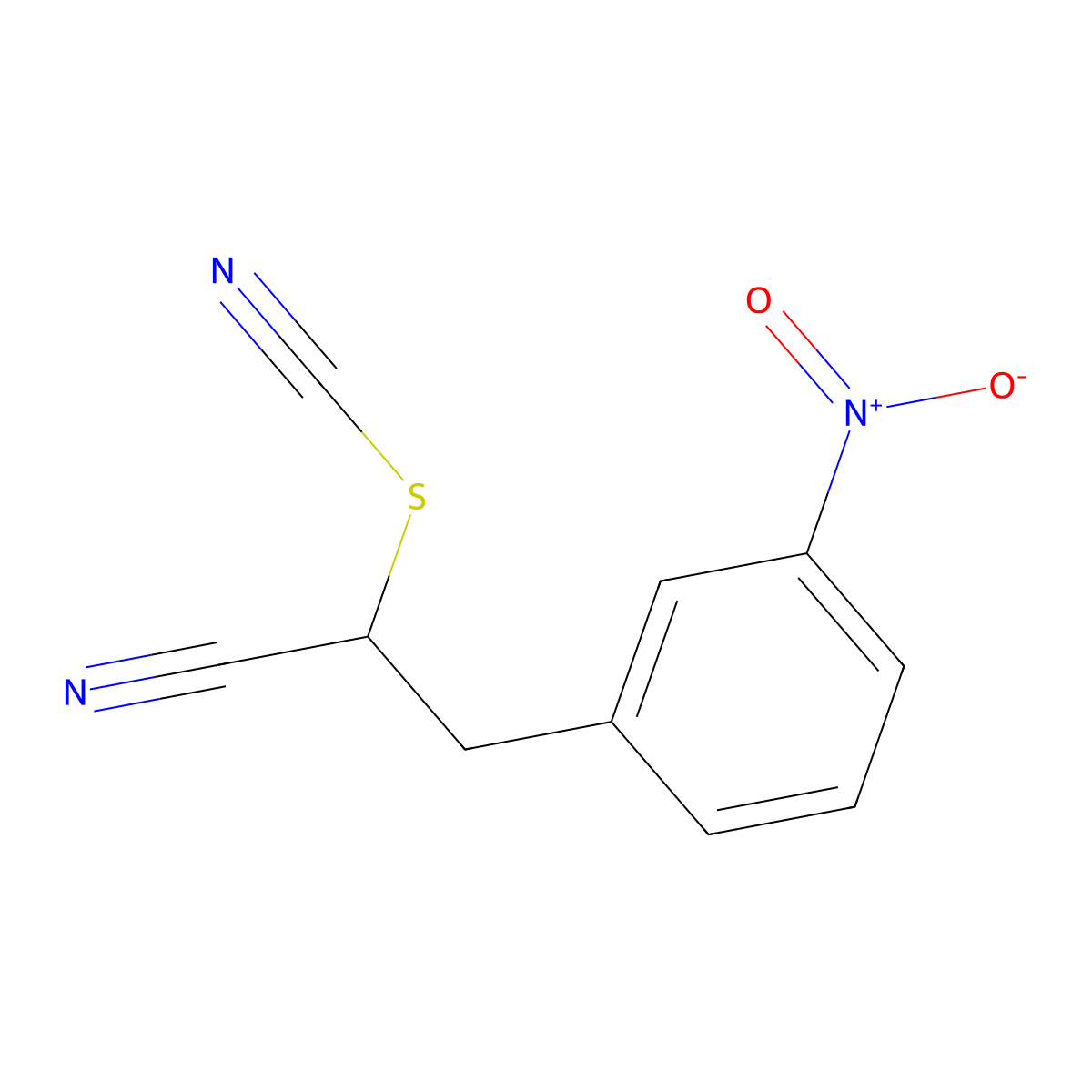 1-Cyano-2-(3-nitrophenyl)ethyl thiocyanate molecular structure, CAS 5155-68-0