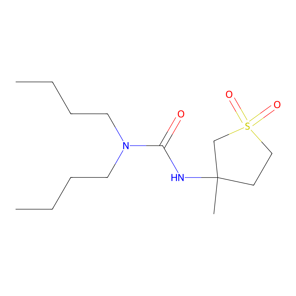1,1-Dibutyl-3-(3-methyl-1,1-dioxidotetrahydrothiophen-3-yl)urea molecular structure, CAS 5155-77-1