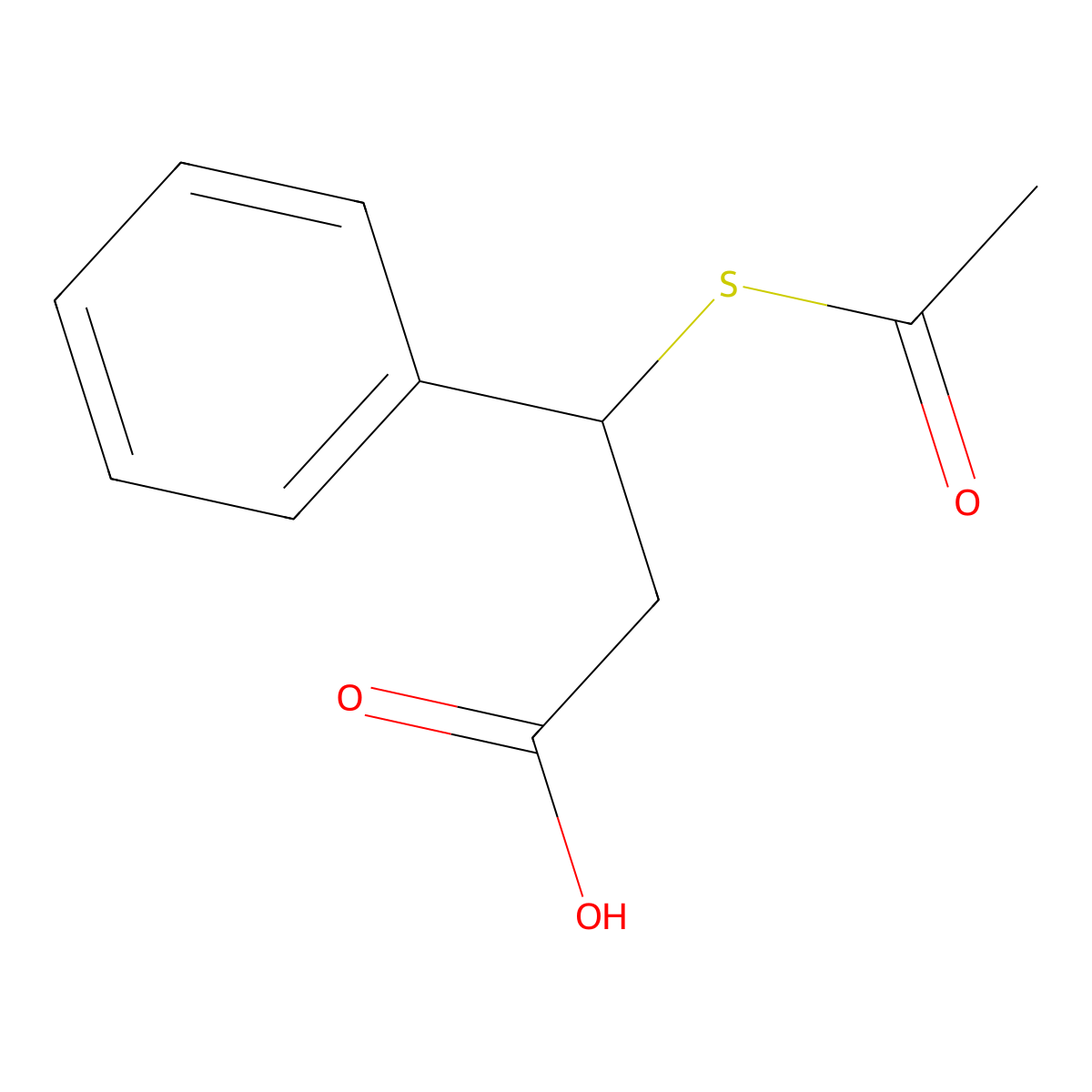 beta-(Acetylthio)benzenepropanoic acid molecular structure, CAS 51550-47-1
