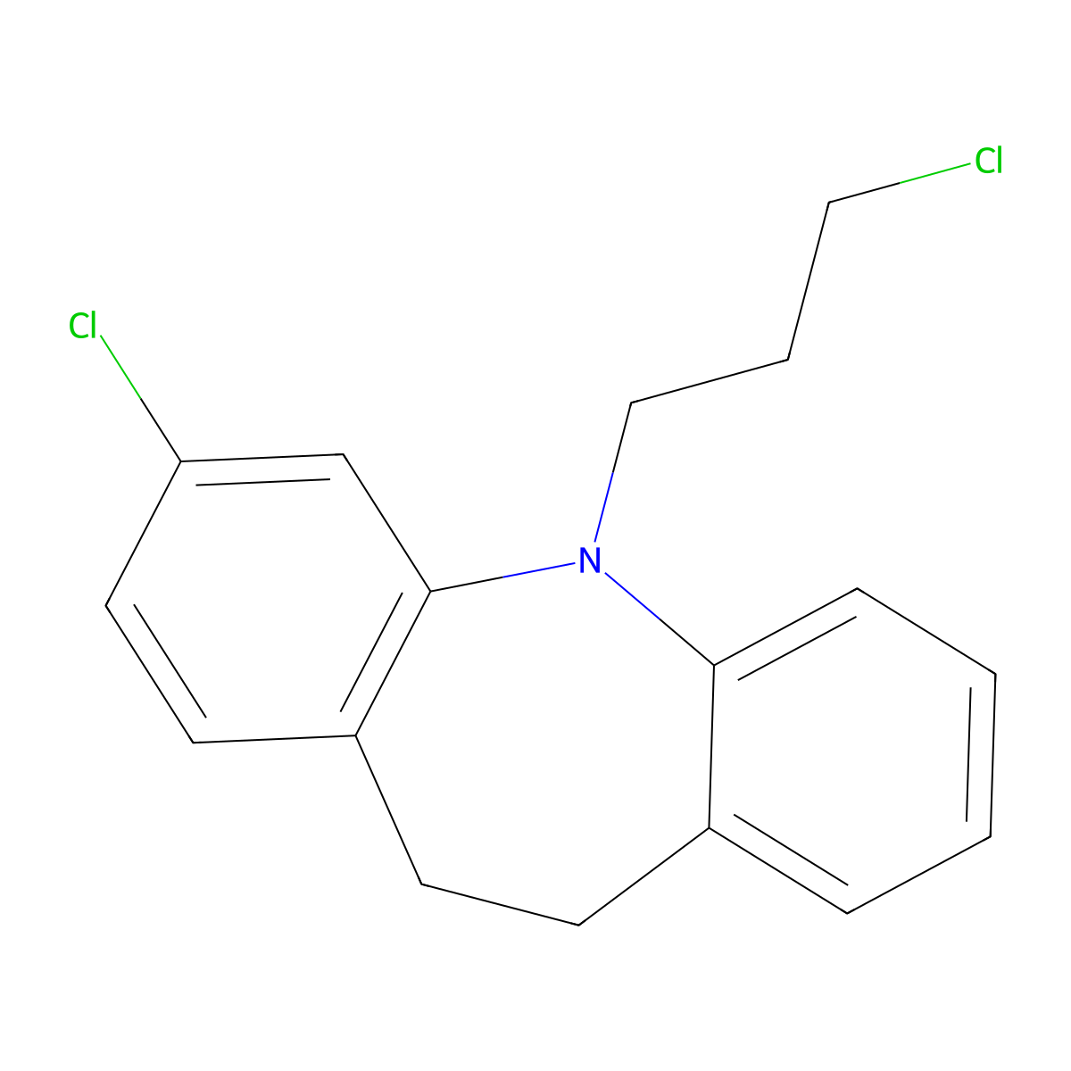 3-Chloro-5-(3-chloropropyl)-10,11-dihydro-5H-dibenz[b,f]azepine molecular structure, CAS 51551-41-8