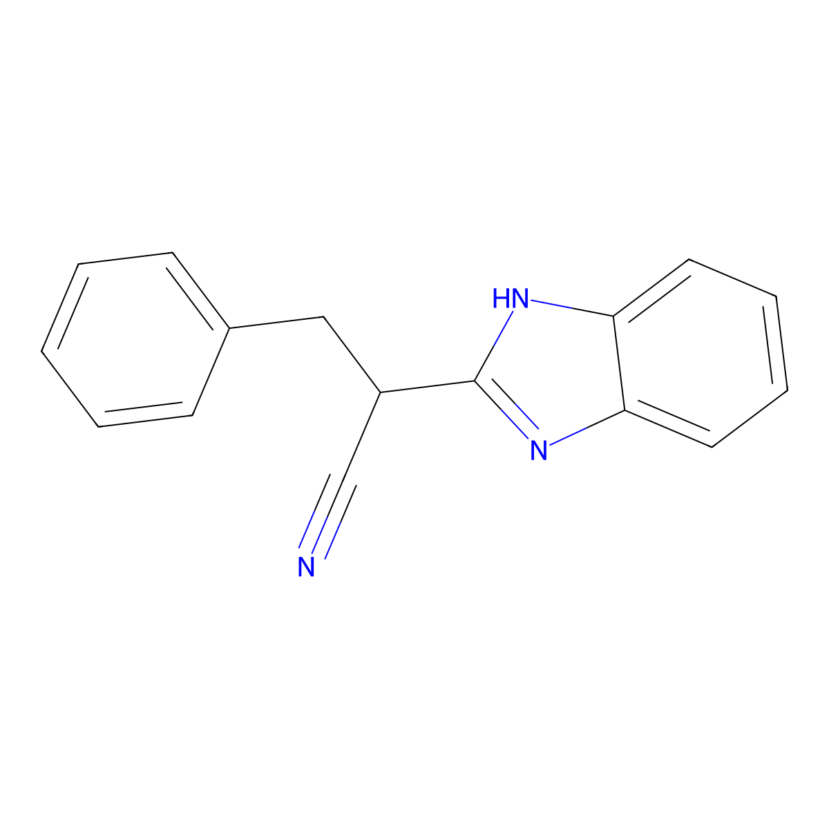 2-(1H-benzimidazol-2-yl)-3-phenylpropanenitrile molecular structure, CAS 51560-40-8