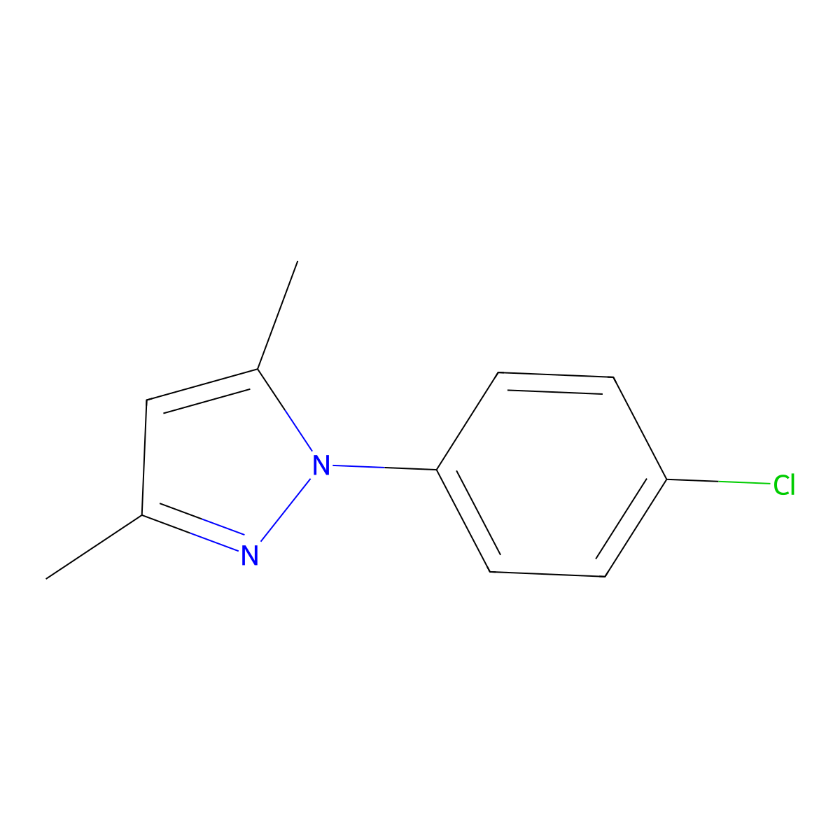 1-(4-chlorophenyl)-3,5-dimethyl-1H-pyrazole molecular structure, CAS 51560-55-5