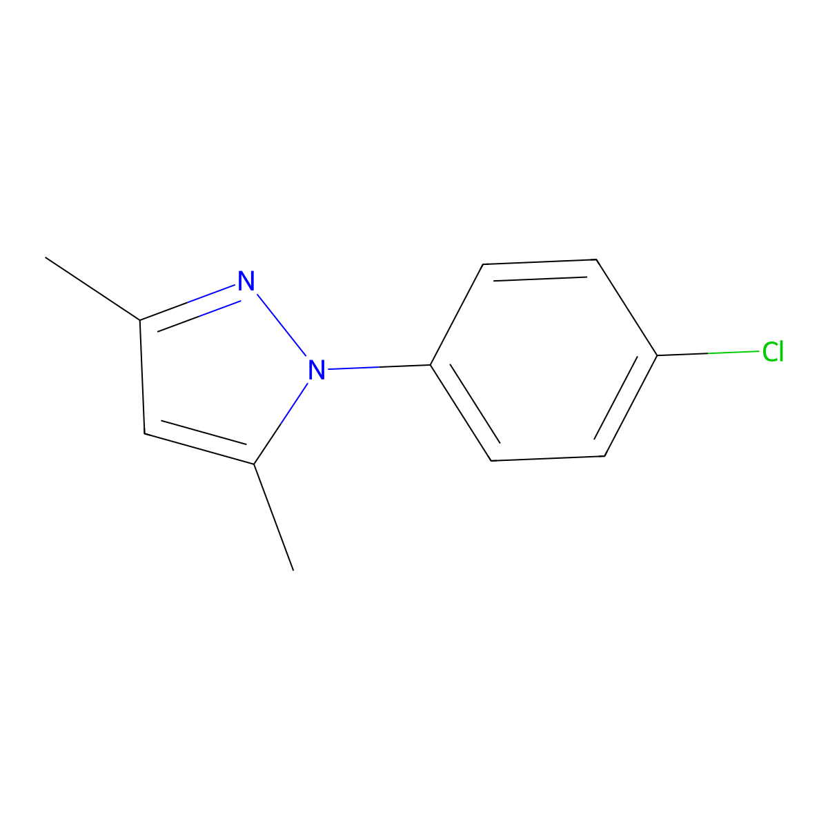 1-(4-chlorophenyl)-3,5-dimethyl-1H-pyrazole molecular structure, CAS 51560-55-5