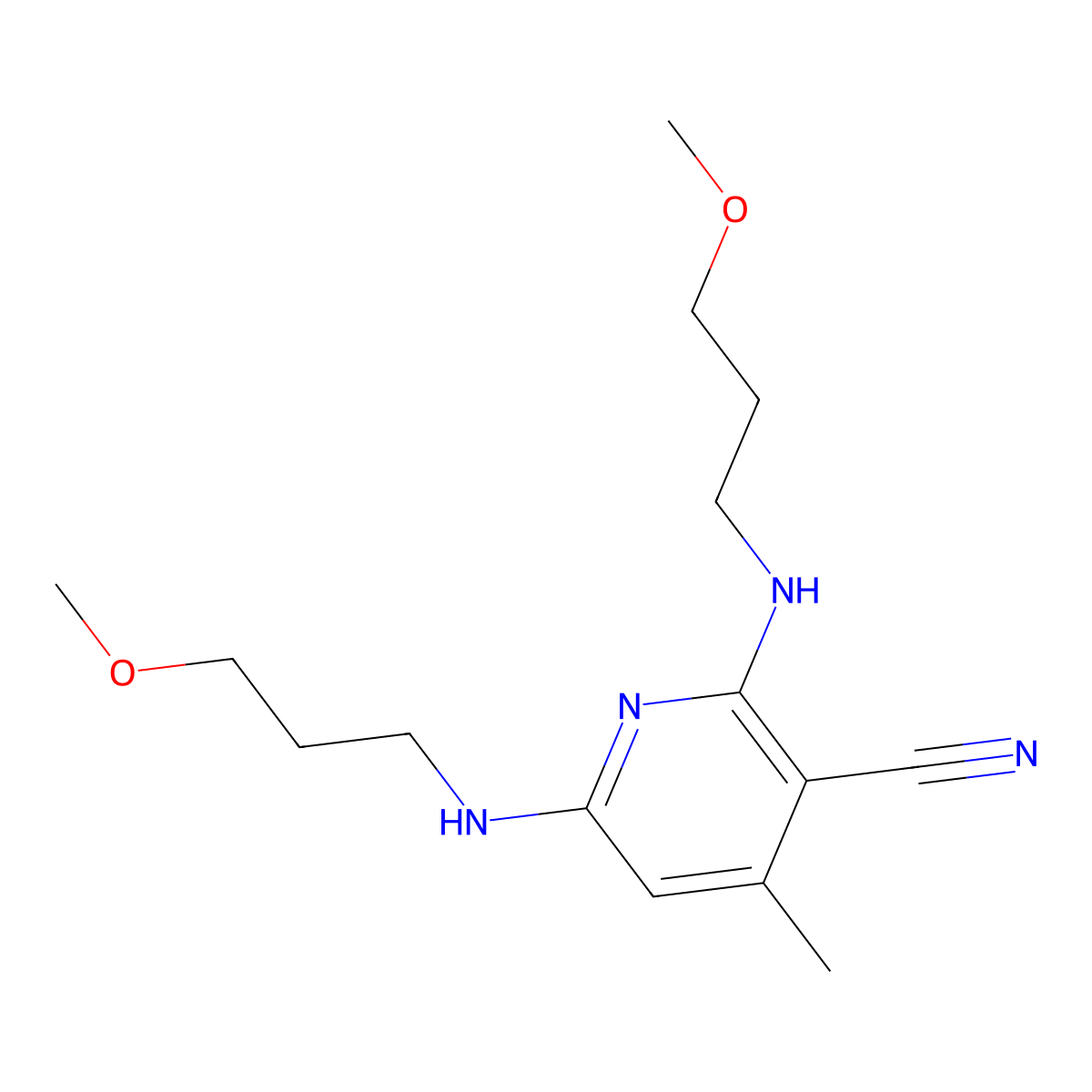 2,6-Bis((3-methoxypropyl)amino)-4-methylnicotinonitrile molecular structure, CAS 51560-72-6