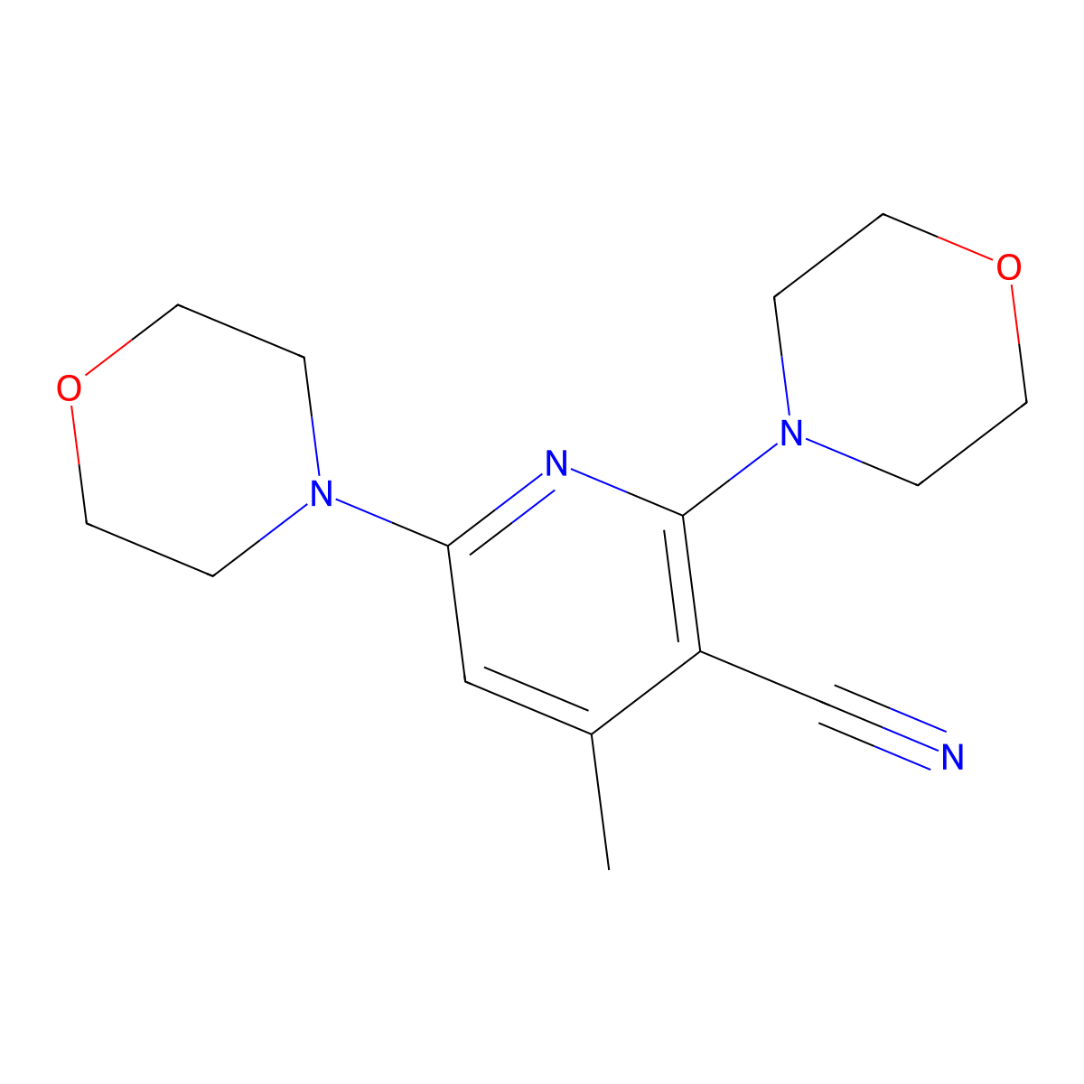 4-Methyl-2,6-dimorpholin-4-ylpyridine-3-carbonitrile molecular structure, CAS 51560-95-3