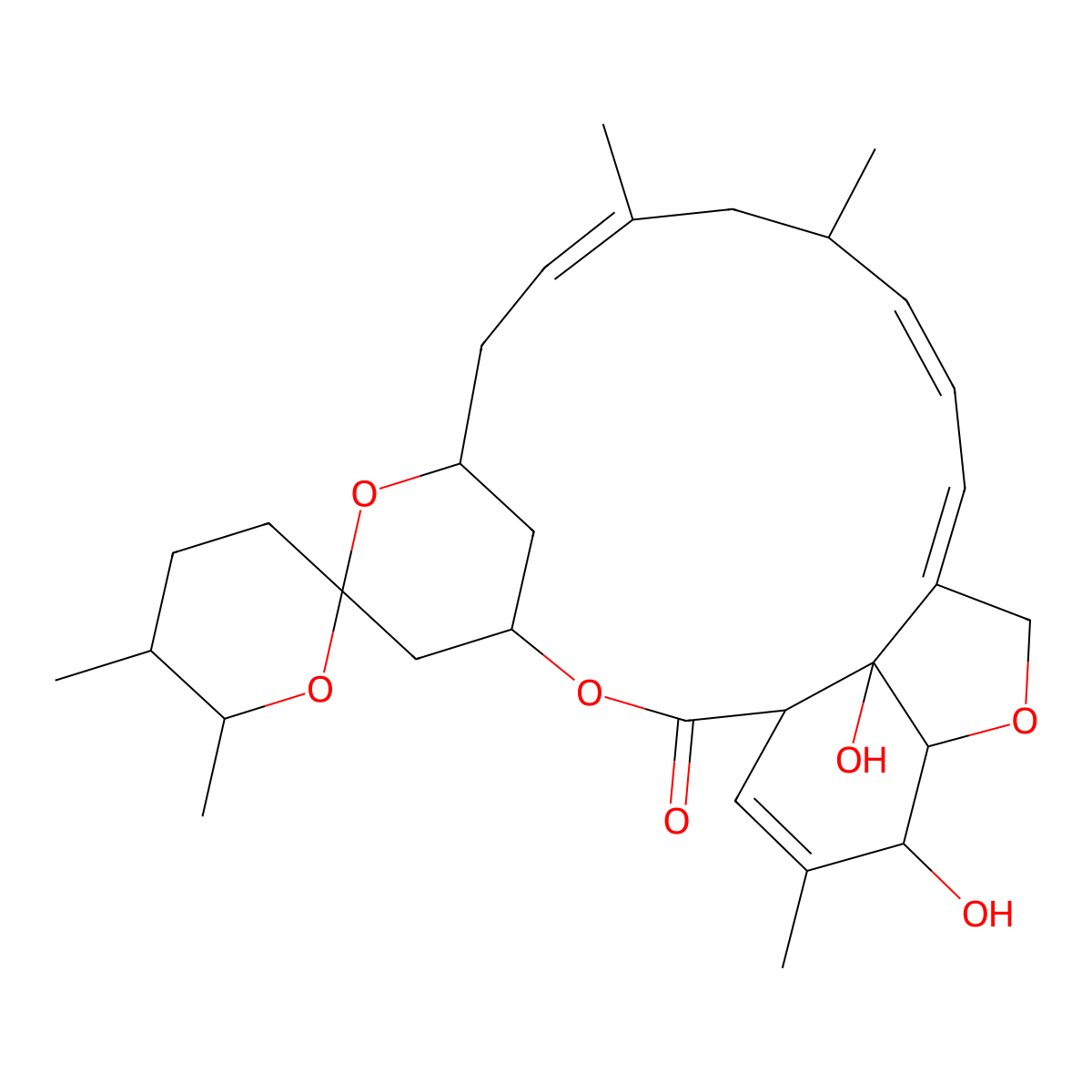 (6R,25R)-5-O-Demethyl-28-deoxy-6,28-epoxy-25-methylmilbemycin B molecular structure, CAS 51570-36-6