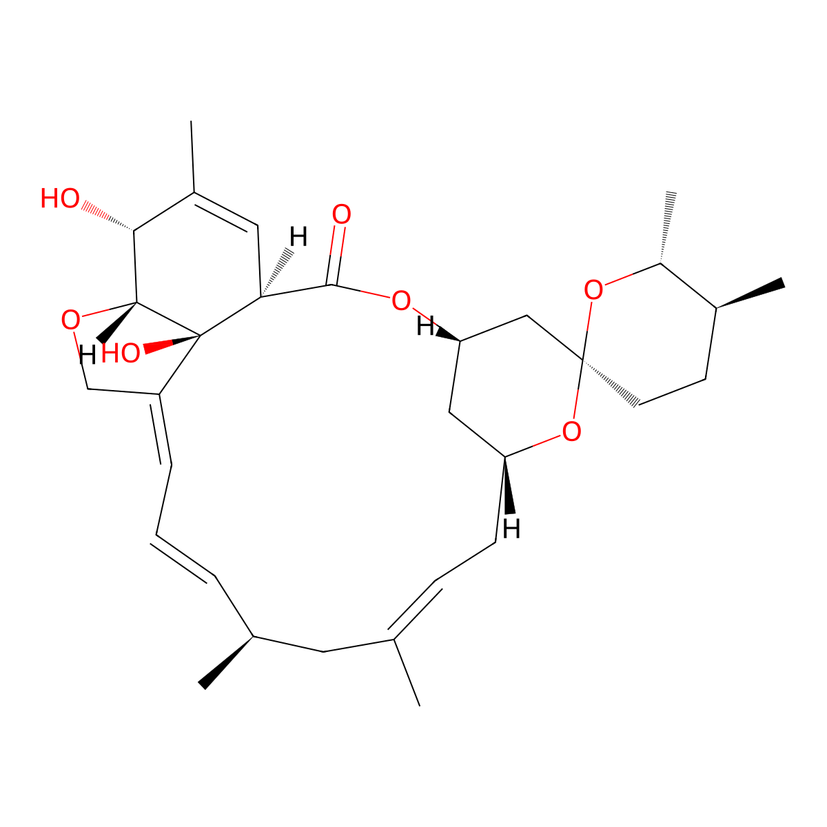 (6R,25R)-5-O-Demethyl-28-deoxy-6,28-epoxy-25-methylmilbemycin B molecular structure, CAS 51570-36-6
