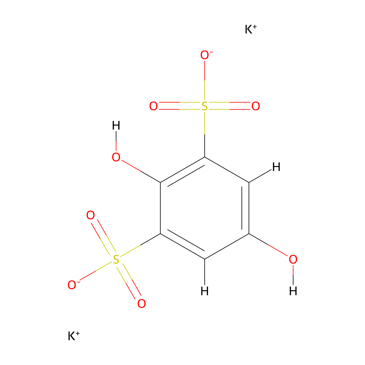 Dipotassium 2,5-dihydroxybenzene-1,3-disulphonate molecular structure, CAS 51579-80-7