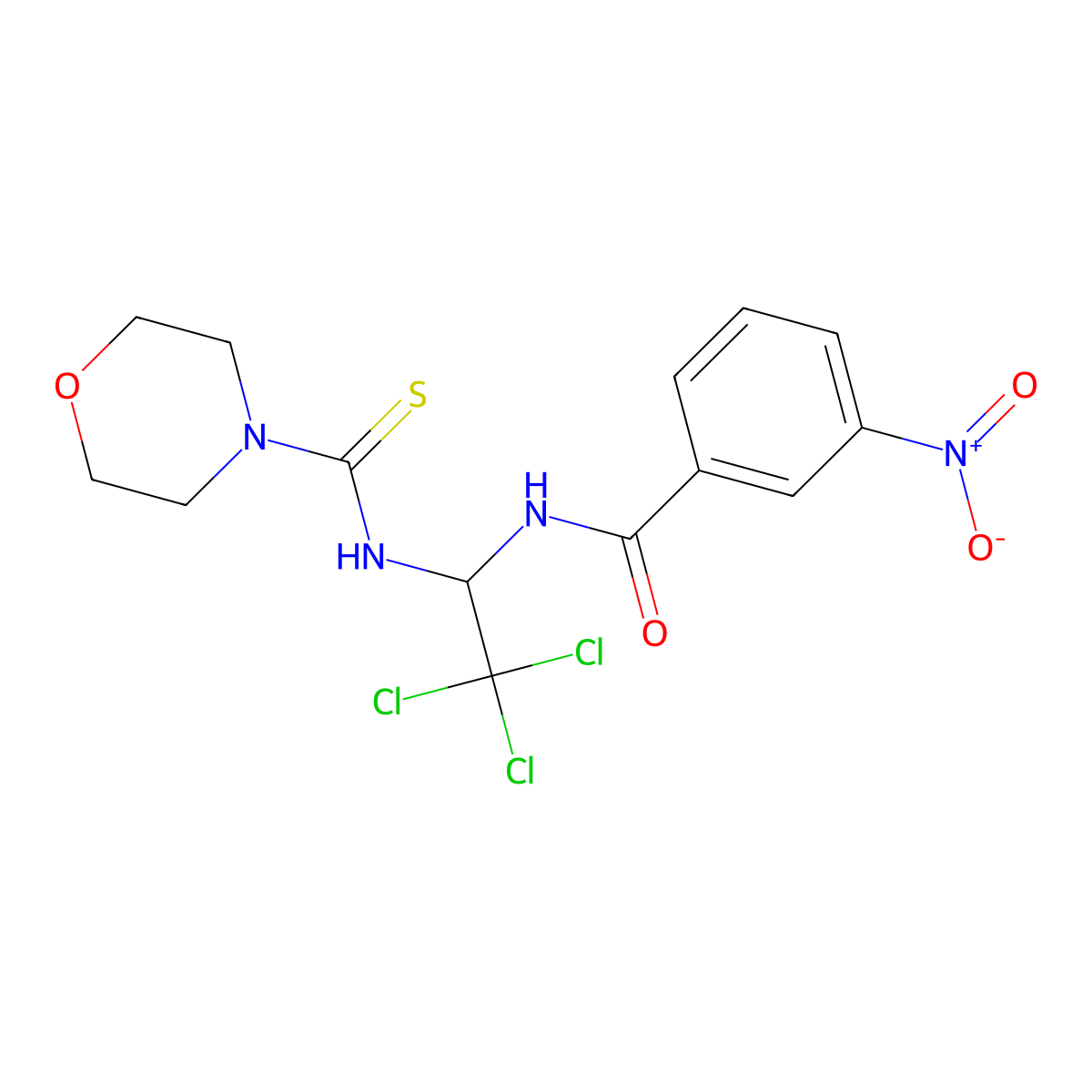 3-nitro-N-[2,2,2-trichloro-1-(morpholine-4-carbothioylamino)ethyl]benzamide molecular structure, CAS 5158-68-9