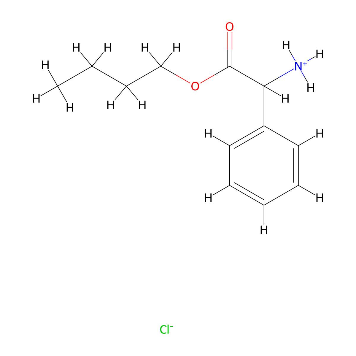 Butyl amino(phenyl)acetate--hydrogen chloride (1/1) molecular structure, CAS 51581-15-8