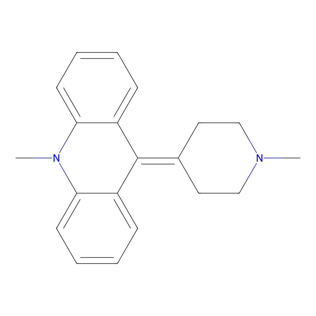 10-Methyl-9-(1-methylpiperidin-4-ylidene)-9,10-dihydroacridine molecular structure, CAS 51582-54-8