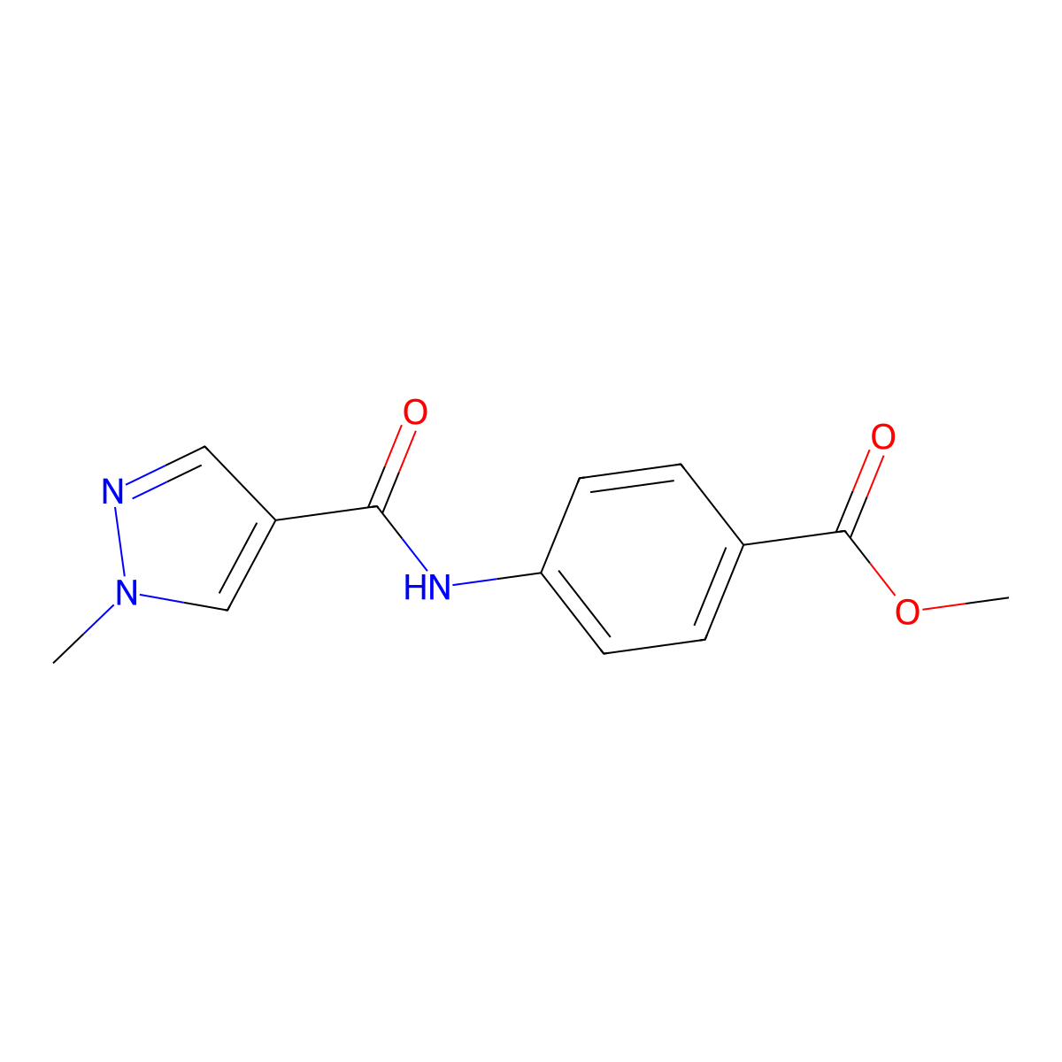 methyl 4-{[(1-methyl-1H-pyrazol-4-yl)carbonyl]amino}benzoate molecular structure, CAS 515828-63-4