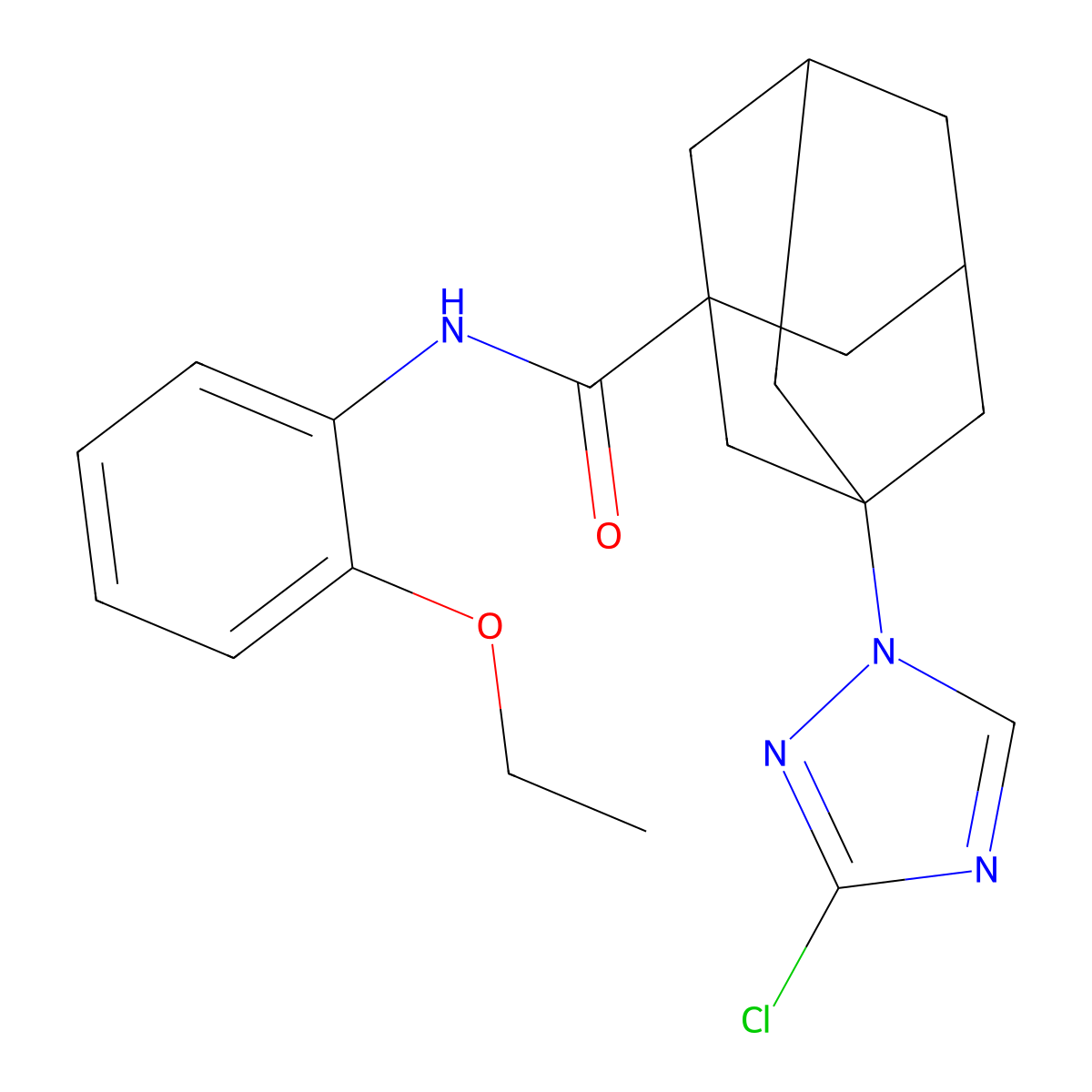 3-(3-chloro-1,2,4-triazol-1-yl)-N-(2-ethoxyphenyl)adamantane-1-carboxamide molecular structure, CAS 515828-72-5