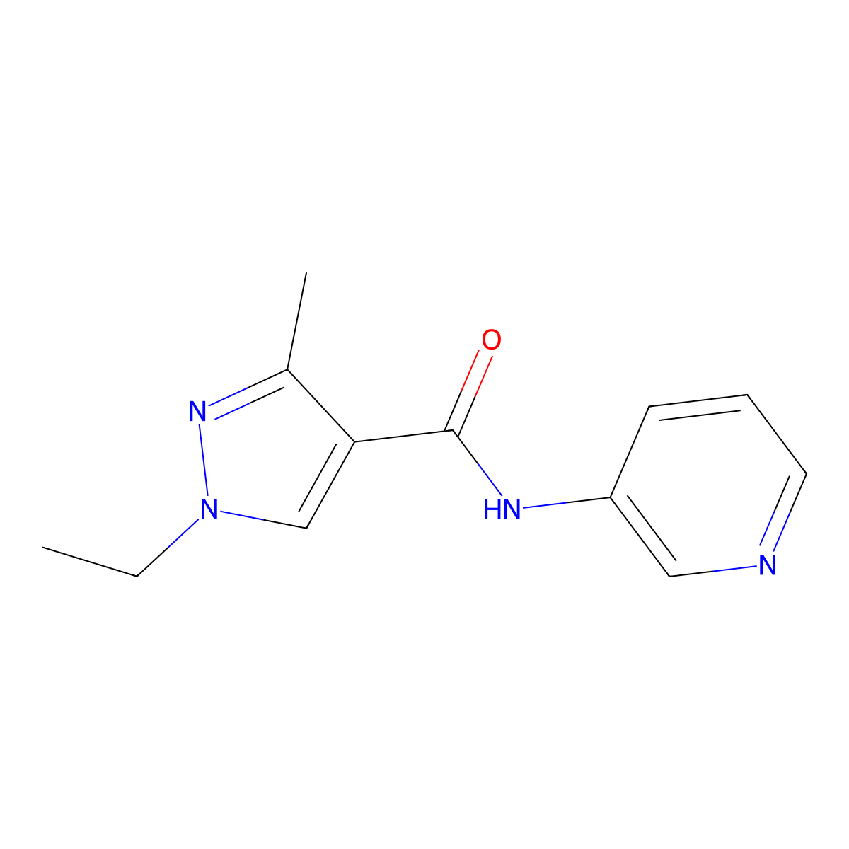 1-Ethyl-3-methyl-N-(pyridin-3-yl)-1H-pyrazole-4-carboxamide molecular structure, CAS 515828-94-1