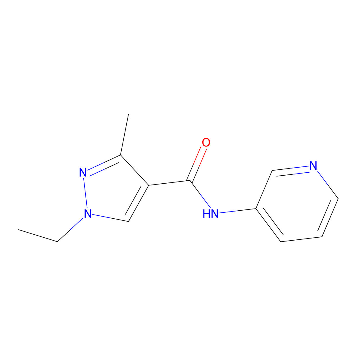 1-Ethyl-3-methyl-N-(pyridin-3-yl)-1H-pyrazole-4-carboxamide molecular structure, CAS 515828-94-1