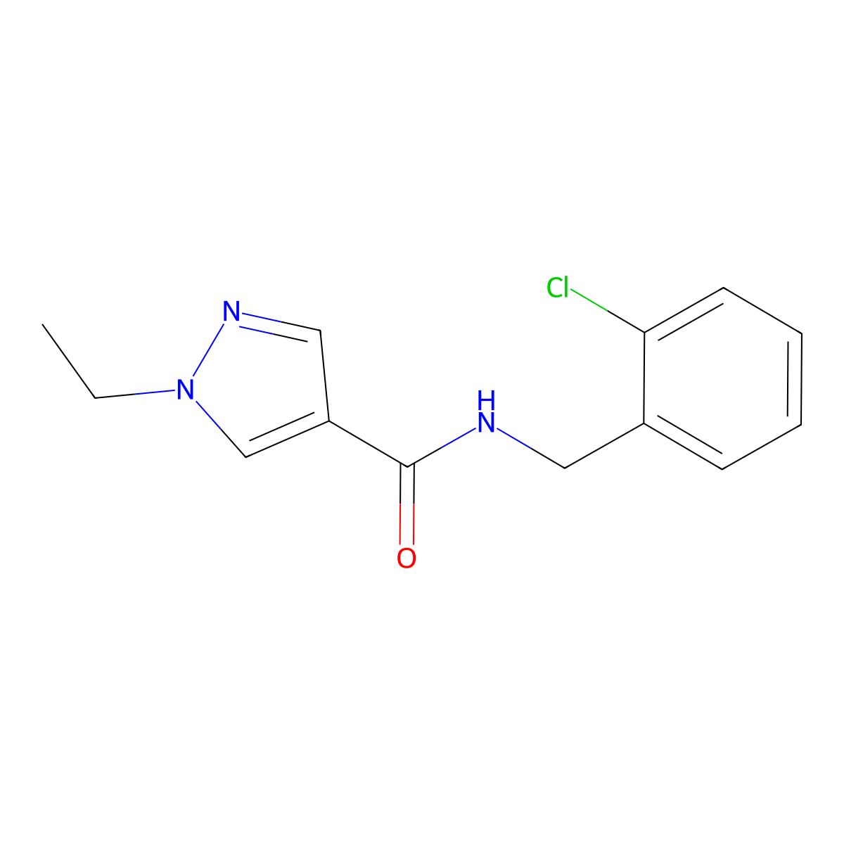 N-(2-chlorobenzyl)-1-ethyl-1H-pyrazole-4-carboxamide molecular structure, CAS 515828-95-2