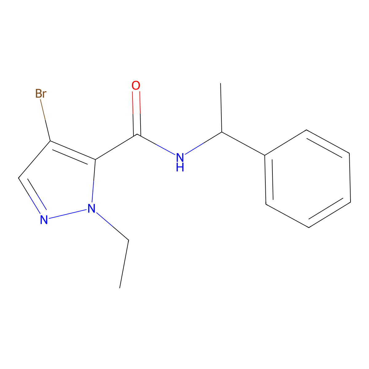 4-bromo-1-ethyl-N-(1-phenylethyl)-1H-pyrazole-5-carboxamide molecular structure, CAS 515828-98-5