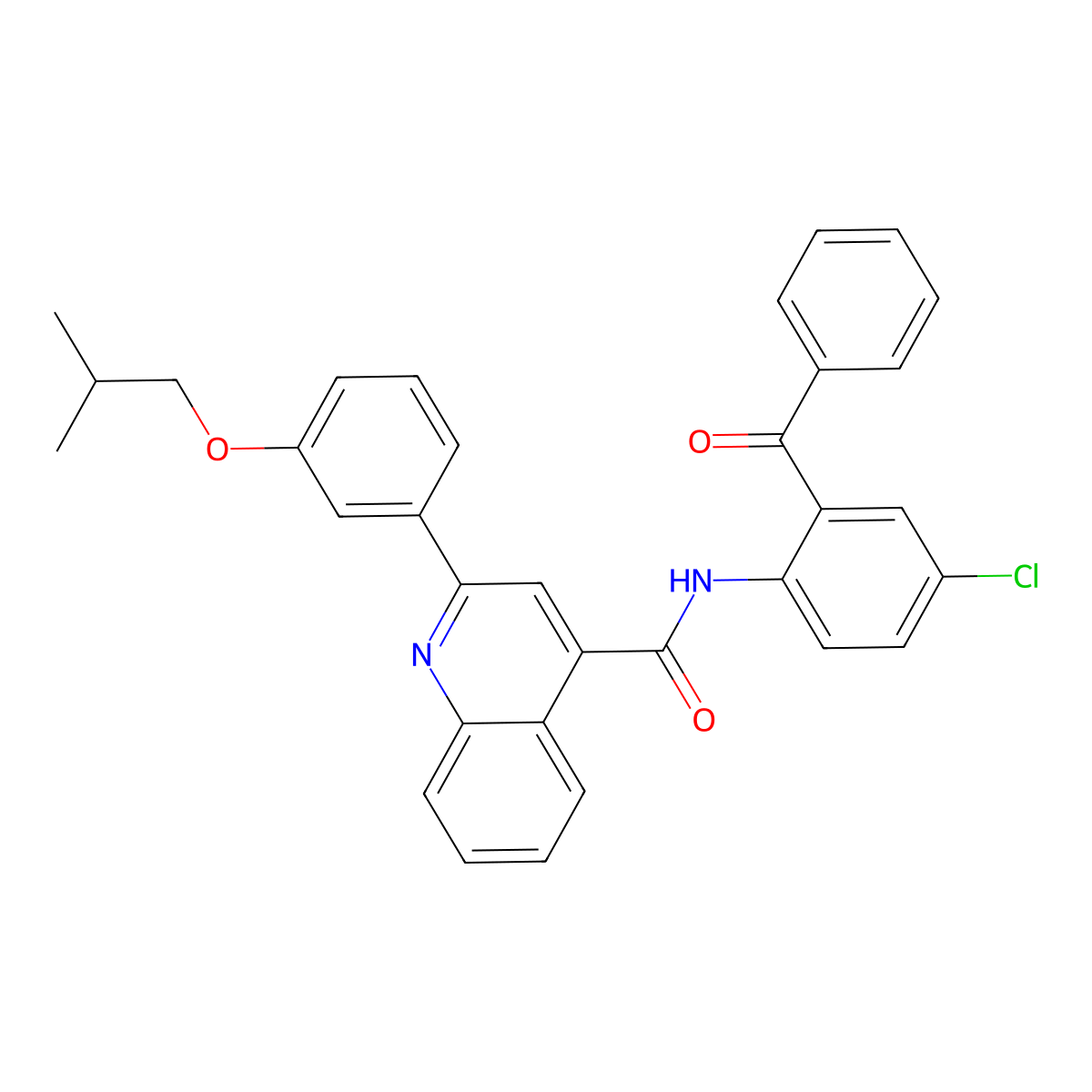N-(2-benzoyl-4-chlorophenyl)-2-[3-(2-methylpropoxy)phenyl]quinoline-4-carboxamide molecular structure, CAS 515829-14-8