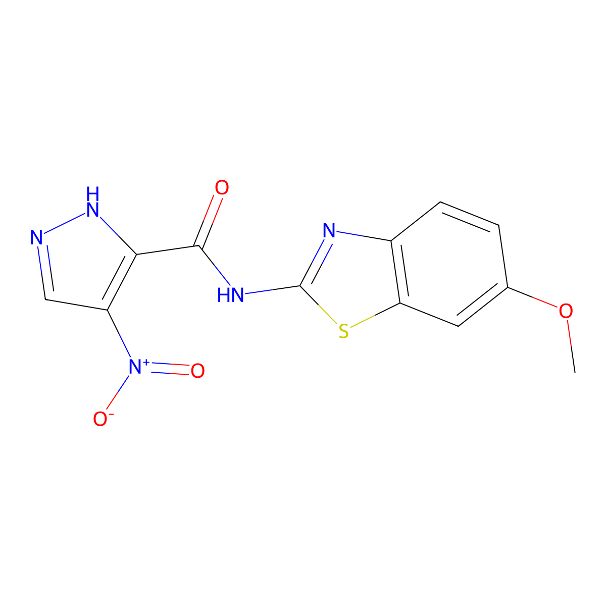N-(6-methoxy-1,3-benzothiazol-2-yl)-4-nitro-1H-pyrazole-5-carboxamide molecular structure, CAS 515829-20-6