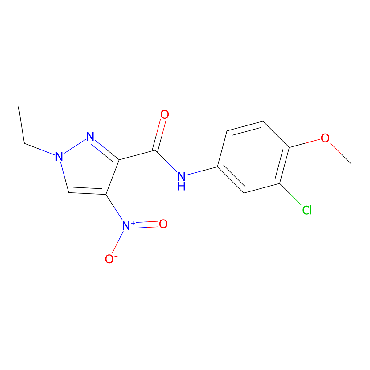 N-(3-chloro-4-methoxyphenyl)-1-ethyl-4-nitropyrazole-3-carboxamide molecular structure, CAS 515829-22-8
