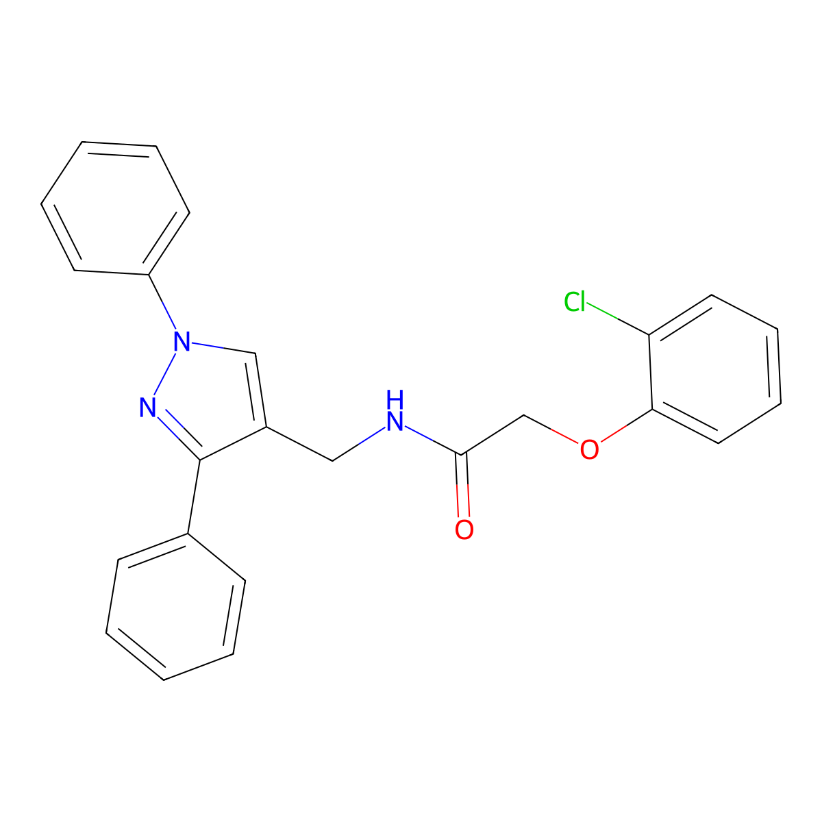 2-(2-chlorophenoxy)-N-[(1,3-diphenylpyrazol-4-yl)methyl]acetamide molecular structure, CAS 515829-30-8