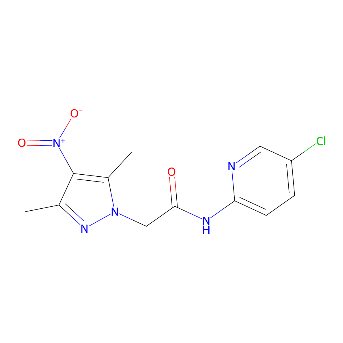 N-(5-chloropyridin-2-yl)-2-(3,5-dimethyl-4-nitropyrazol-1-yl)acetamide molecular structure, CAS 515829-32-0