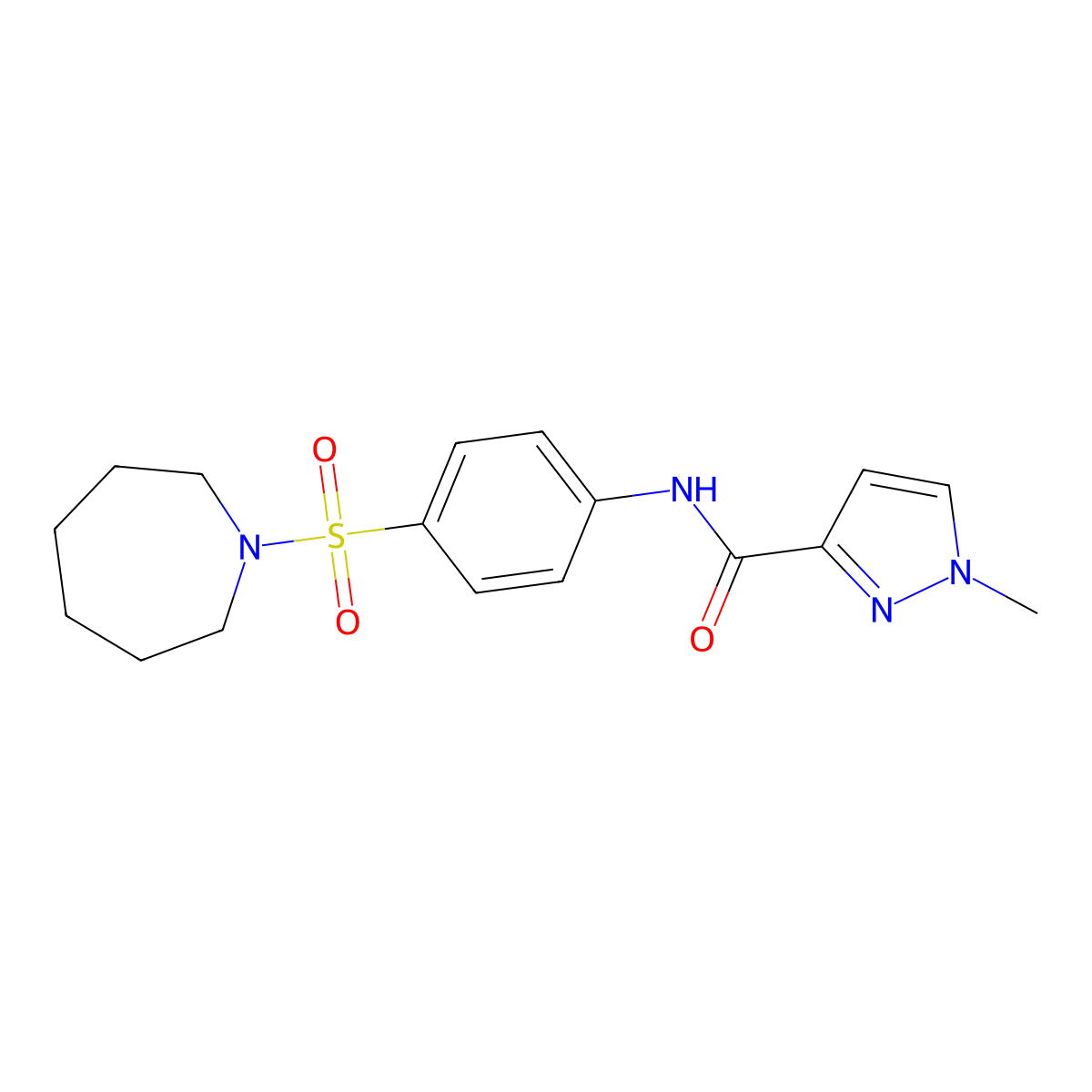 N-[4-(azepan-1-ylsulfonyl)phenyl]-1-methylpyrazole-3-carboxamide molecular structure, CAS 515829-37-5