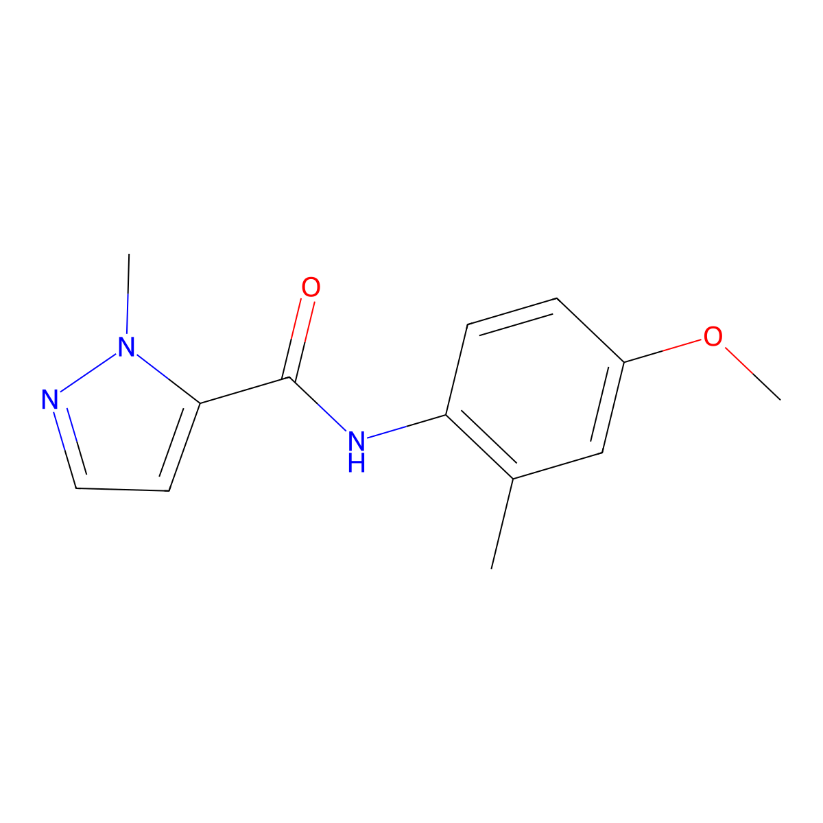 N-(4-methoxy-2-methylphenyl)-1-methyl-1H-pyrazole-5-carboxamide molecular structure, CAS 515829-45-5