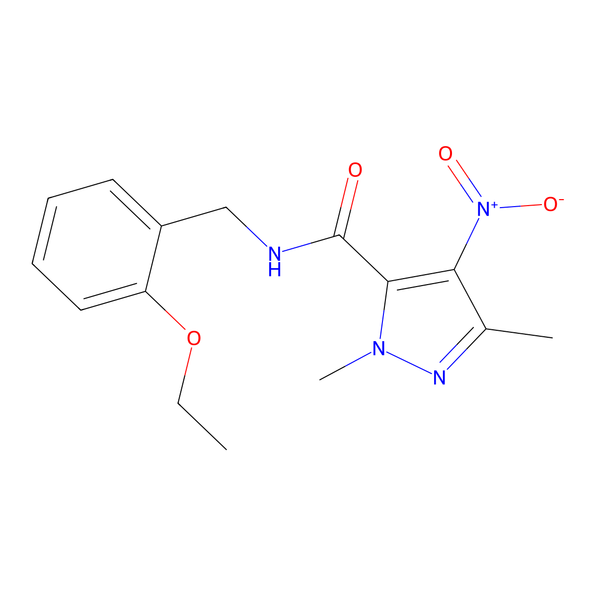 N-[(2-ethoxyphenyl)methyl]-2,5-dimethyl-4-nitropyrazole-3-carboxamide molecular structure, CAS 515829-46-6