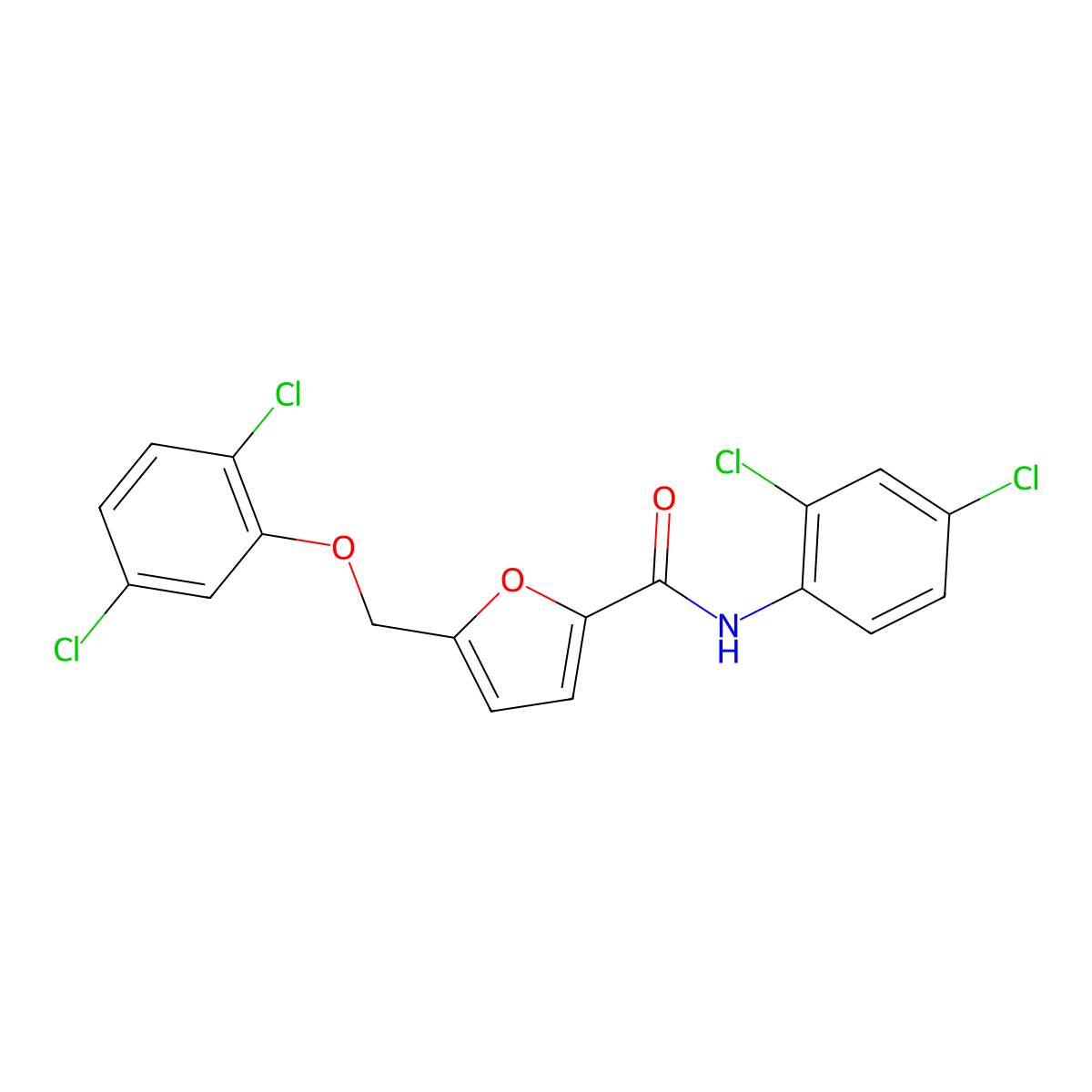 5-[(2,5-dichlorophenoxy)methyl]-N-(2,4-dichlorophenyl)-2-furamide molecular structure, CAS 515829-55-7
