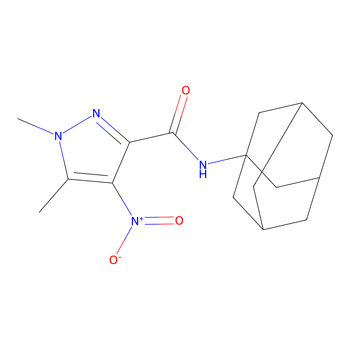 N-(1-adamantyl)-1,5-dimethyl-4-nitropyrazole-3-carboxamide molecular structure, CAS 515829-65-9