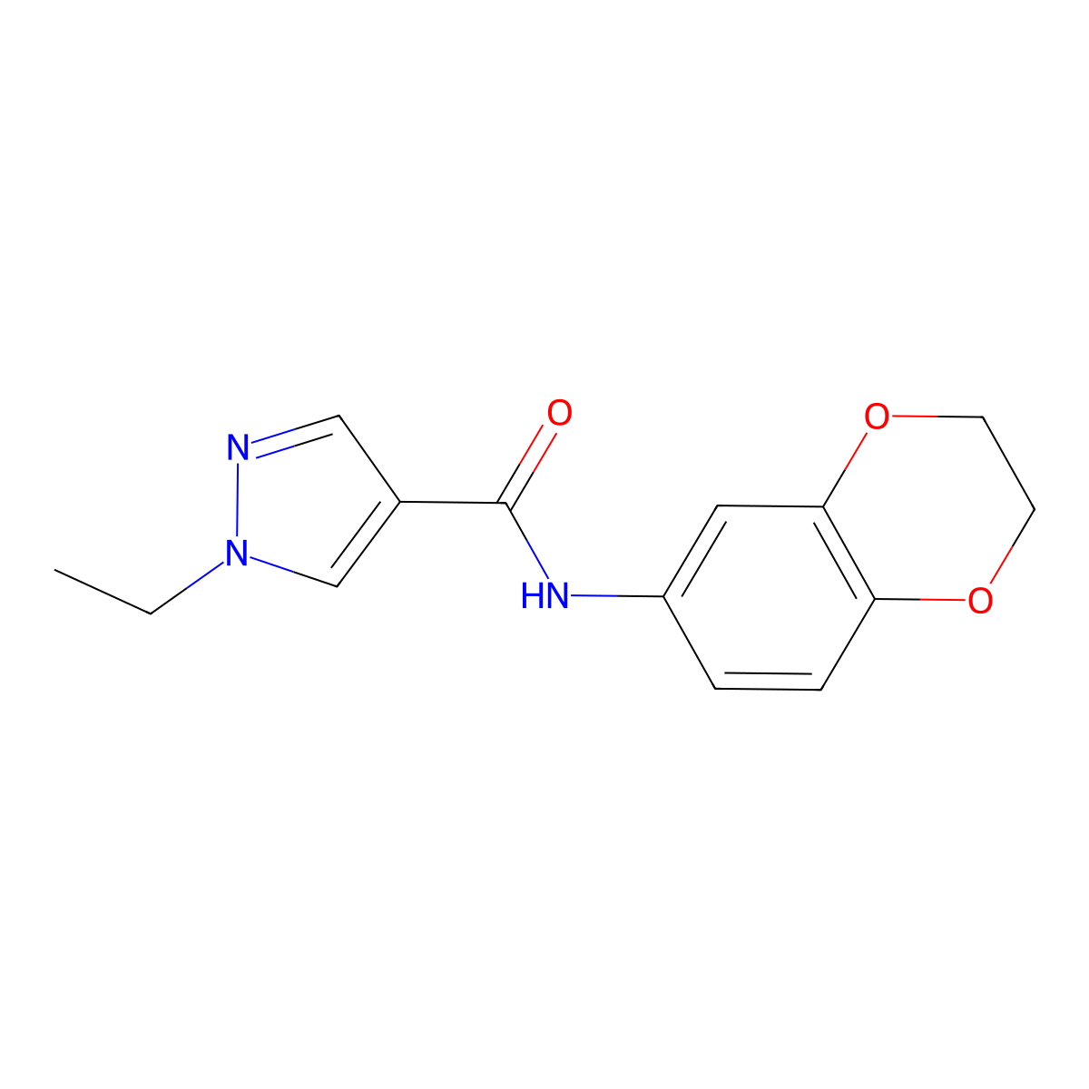 N-(2,3-dihydro-1,4-benzodioxin-6-yl)-1-ethyl-1H-pyrazole-4-carboxamide molecular structure, CAS 515829-74-0