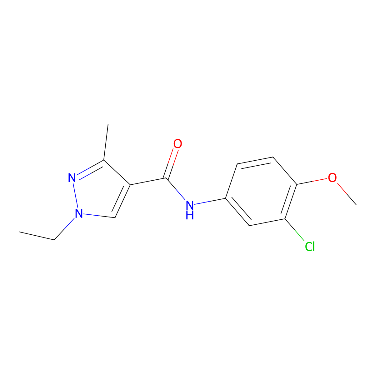 N-(3-chloro-4-methoxyphenyl)-1-ethyl-3-methylpyrazole-4-carboxamide molecular structure, CAS 515829-76-2