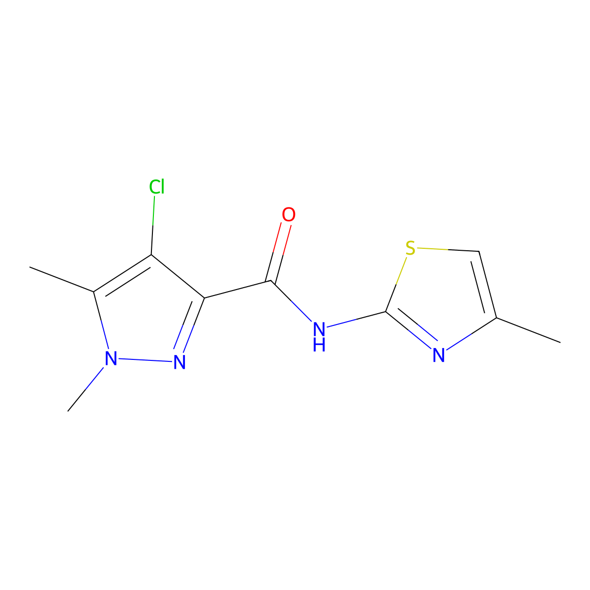 4-chloro-1,5-dimethyl-N-(4-methyl-1,3-thiazol-2-yl)pyrazole-3-carboxamide molecular structure, CAS 515829-87-5
