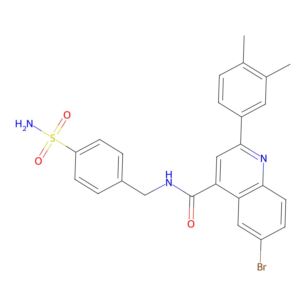 6-bromo-2-(3,4-dimethylphenyl)-N-[(4-sulfamoylphenyl)methyl]quinoline-4-carboxamide molecular structure, CAS 515829-94-4