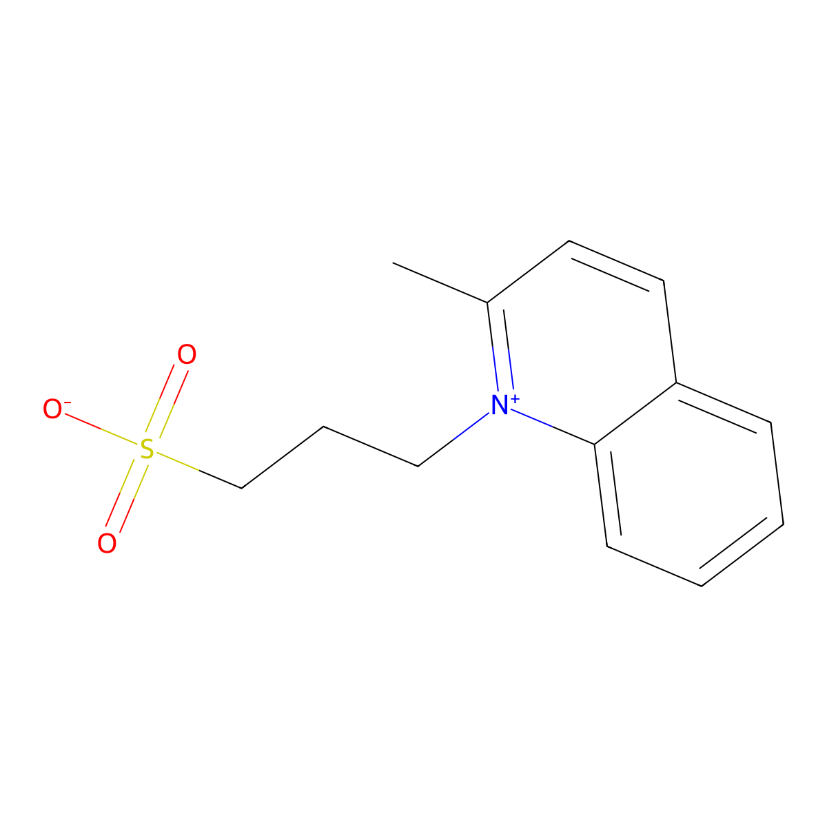 quinolinium, 2-methyl-1-(3-sulfopropyl)-, inner salt molecular structure, CAS 51583-69-8