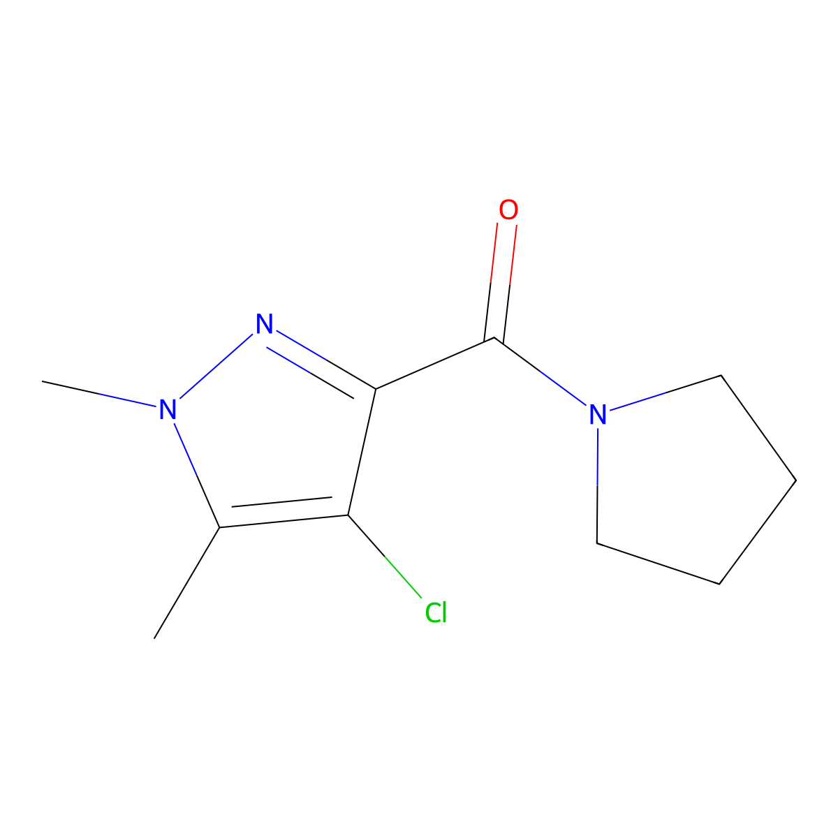 (4-Chloro-1,5-dimethylpyrazol-3-yl)-pyrrolidin-1-ylmethanone molecular structure, CAS 515830-06-5