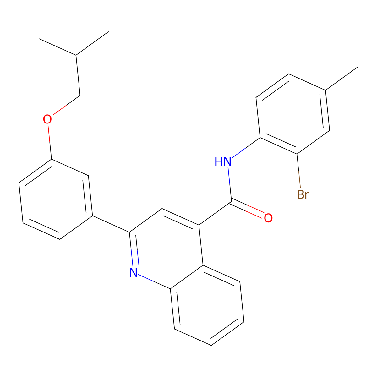 N-(2-bromo-4-methylphenyl)-2-[3-(2-methylpropoxy)phenyl]quinoline-4-carboxamide molecular structure, CAS 515830-07-6