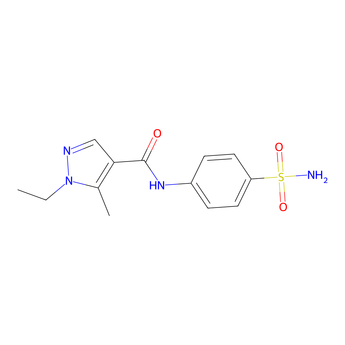 1-ethyl-5-methyl-N-(4-sulfamoylphenyl)pyrazole-4-carboxamide molecular structure, CAS 515830-22-5