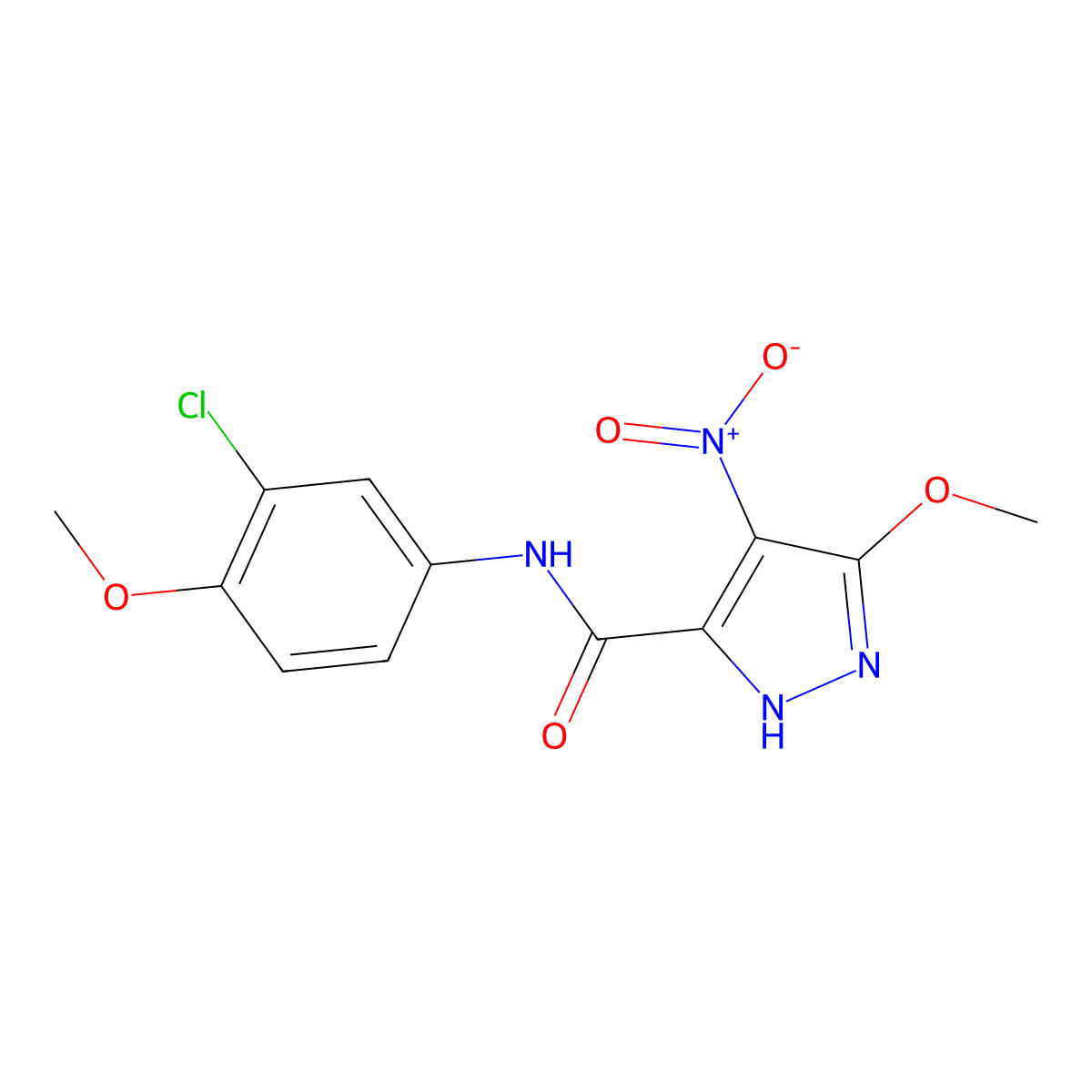N-(3-chloro-4-methoxyphenyl)-3-methoxy-4-nitro-1H-pyrazole-5-carboxamide molecular structure, CAS 515830-23-6