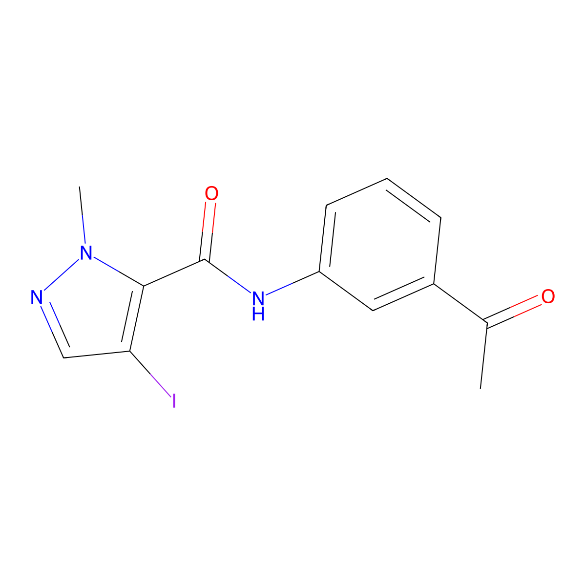 N-(3-acetylphenyl)-4-iodo-1-methyl-1H-pyrazole-5-carboxamide molecular structure, CAS 515830-28-1