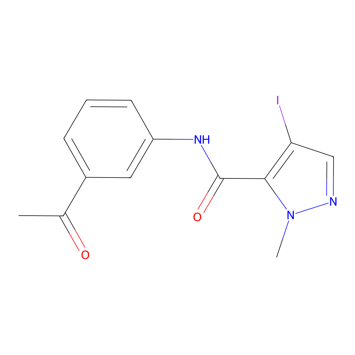 N-(3-acetylphenyl)-4-iodo-1-methyl-1H-pyrazole-5-carboxamide molecular structure, CAS 515830-28-1