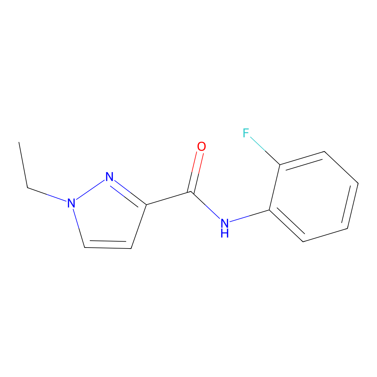 1-ethyl-N-(2-fluorophenyl)-1H-pyrazole-3-carboxamide molecular structure, CAS 515830-32-7