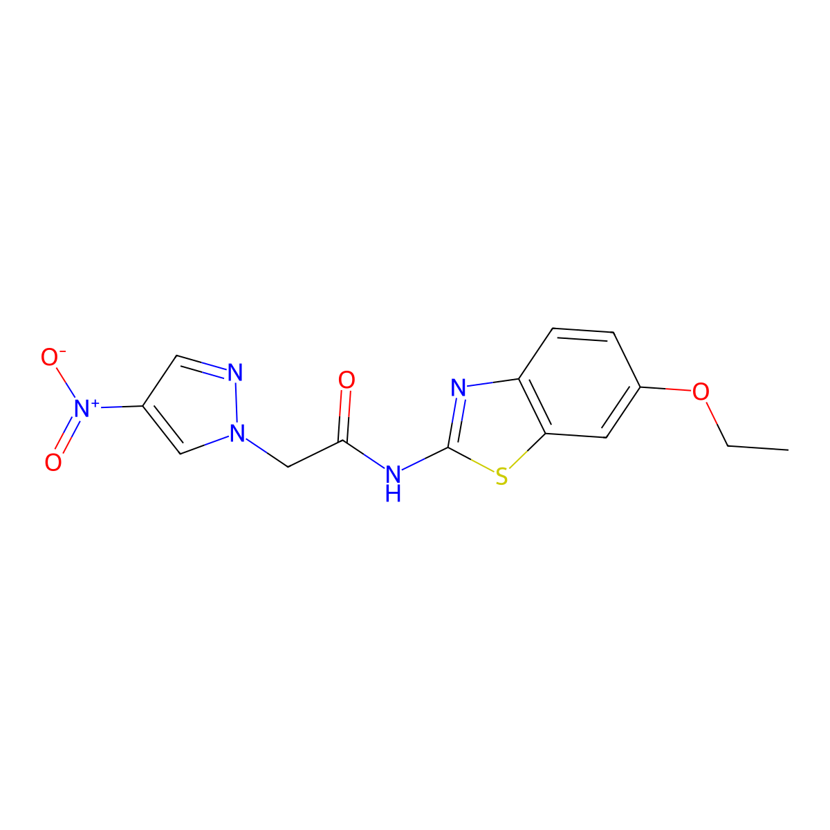 N-(6-ethoxy-1,3-benzothiazol-2-yl)-2-{4-nitro-1H-pyrazol-1-yl}acetamide molecular structure, CAS 515830-65-6