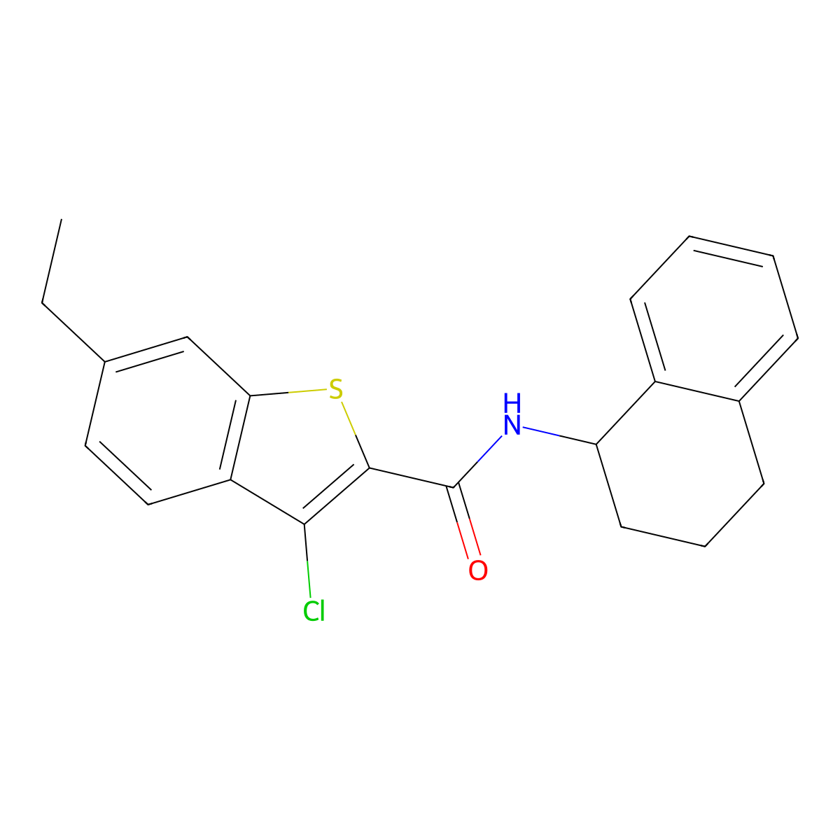 3-chloro-6-ethyl-N-(1,2,3,4-tetrahydronaphthalen-1-yl)-1-benzothiophene-2-carboxamide molecular structure, CAS 515830-67-8