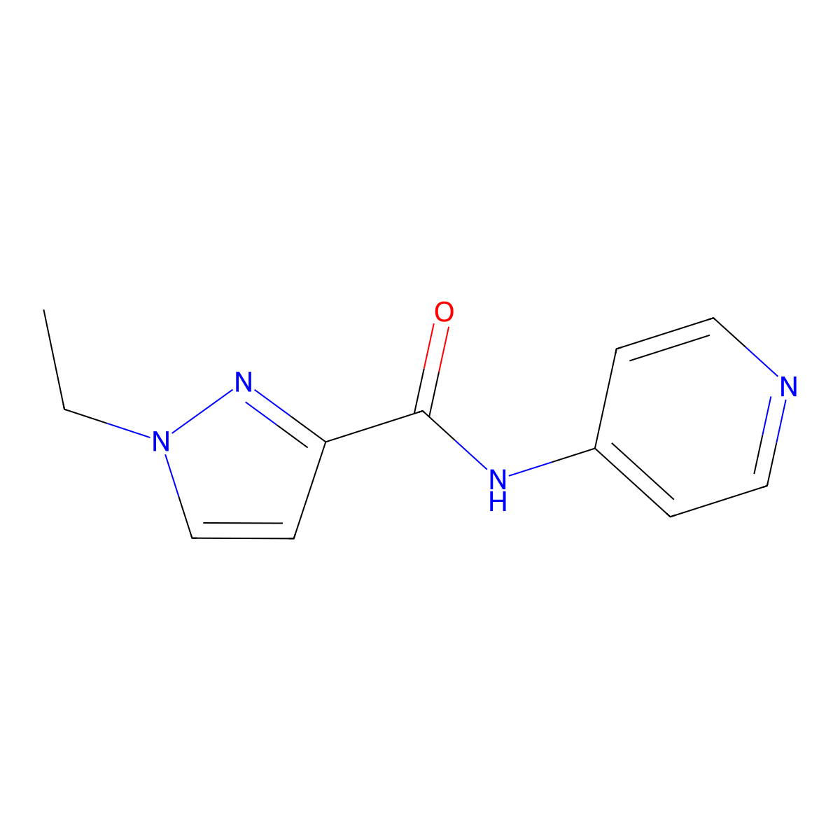 1-ethyl-N-(pyridin-4-yl)-1H-pyrazole-3-carboxamide molecular structure, CAS 515830-95-2