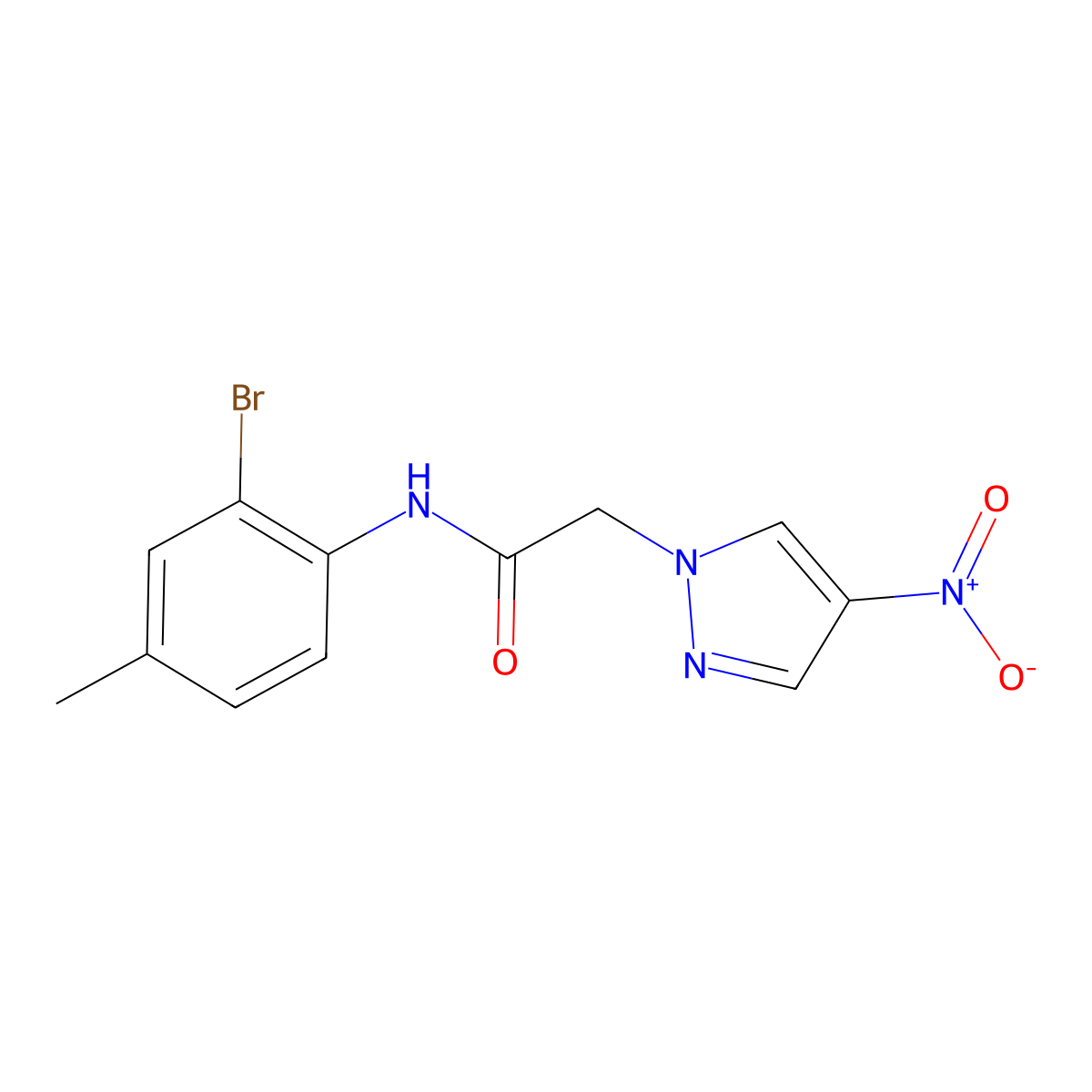 N-(2-bromo-4-methylphenyl)-2-(4-nitropyrazol-1-yl)acetamide molecular structure, CAS 515830-99-6