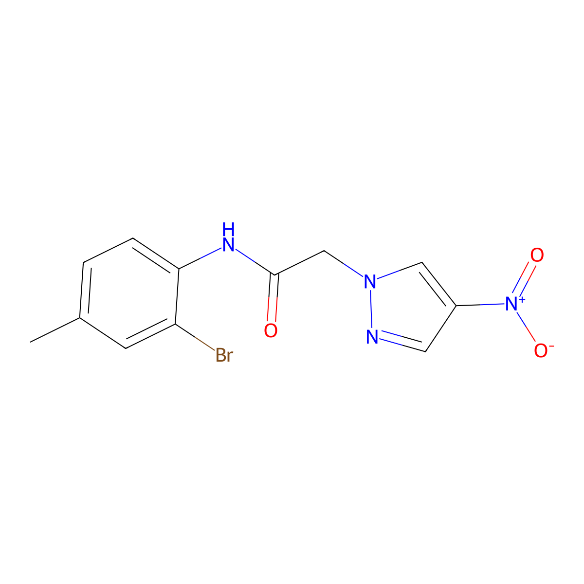 N-(2-bromo-4-methylphenyl)-2-(4-nitropyrazol-1-yl)acetamide molecular structure, CAS 515830-99-6